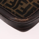 FENDI Zucca Canvas Shoulder Bag Black Brown Auth ep14748-17