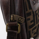 FENDI Zucca Canvas Shoulder Bag Black Brown Auth ep14748-9