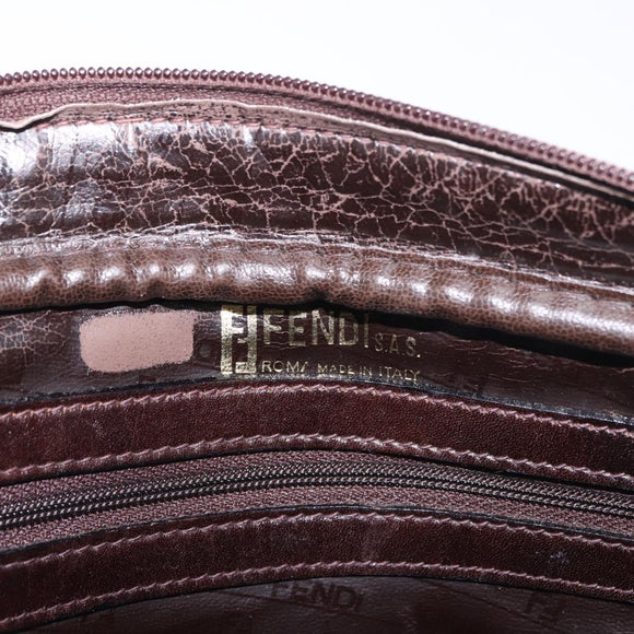 FENDI Zucca Canvas Shoulder Bag Black Brown Auth ep14748