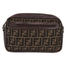 FENDI Zucca Canvas Shoulder Bag Black Brown Auth ep14748-13