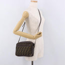 FENDI Zucca Canvas Shoulder Bag Black Brown Auth ep14748-23
