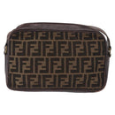 FENDI Zucca Canvas Shoulder Bag Black Brown Auth ep14748-2