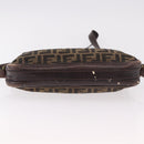 FENDI Zucca Canvas Shoulder Bag Black Brown Auth ep14748-5