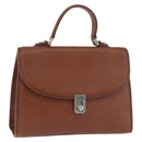 Burberrys Hand Bag Leather Brown Gold Auth ep14751-1
