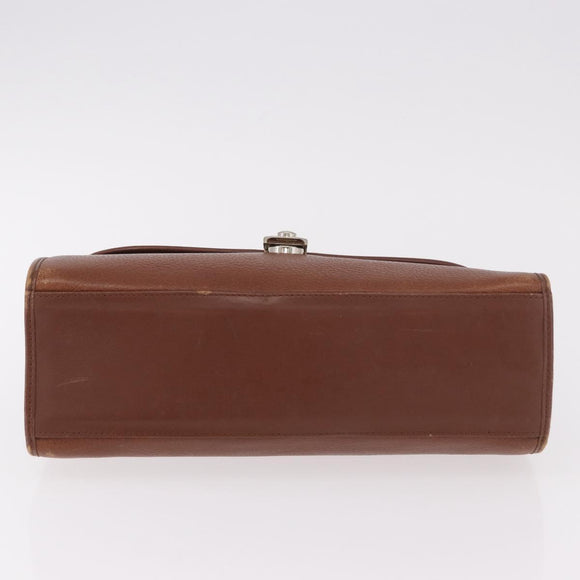 Burberrys Hand Bag Leather Brown Gold Auth ep14751