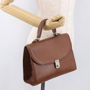 Burberrys Hand Bag Leather Brown Gold Auth ep14751-23