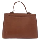 Burberrys Hand Bag Leather Brown Gold Auth ep14751-3