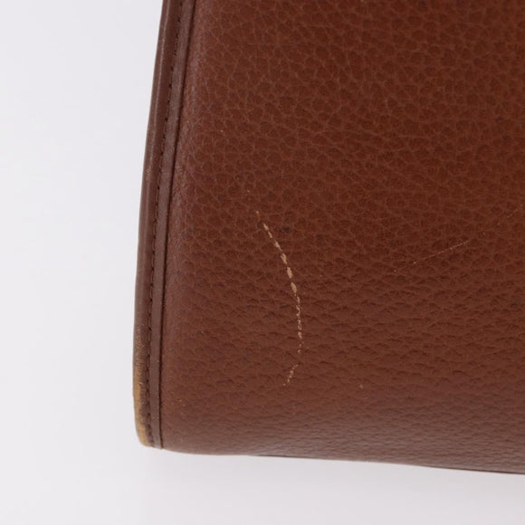 Burberrys Hand Bag Leather Brown Gold Auth ep14751