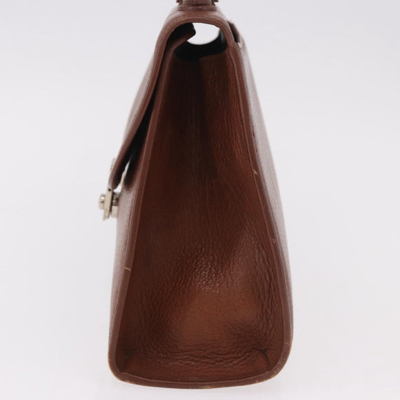 Burberrys Hand Bag Leather Brown Gold Auth ep14751