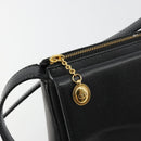 Christian Dior Shoulder Bag Leather Black Gold Auth ep14752-18