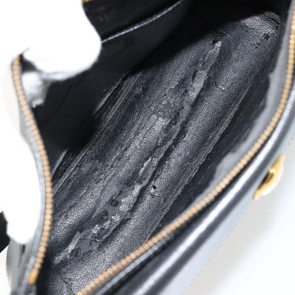 Christian Dior Shoulder Bag Leather Black Gold Auth ep14752