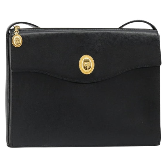 Christian Dior Shoulder Bag Leather Black Gold Auth ep14752