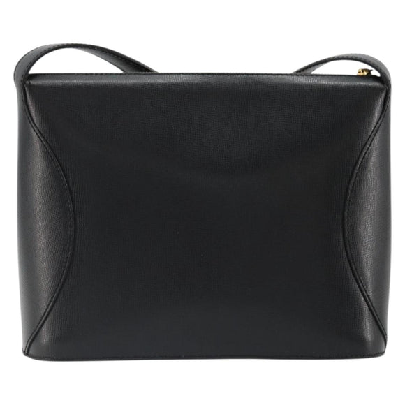 Christian Dior Shoulder Bag Leather Black Gold Auth ep14752
