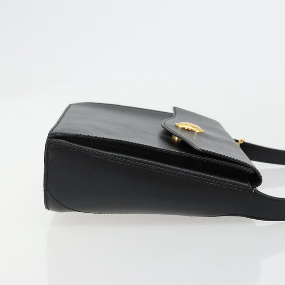 Christian Dior Shoulder Bag Leather Black Gold Auth ep14752