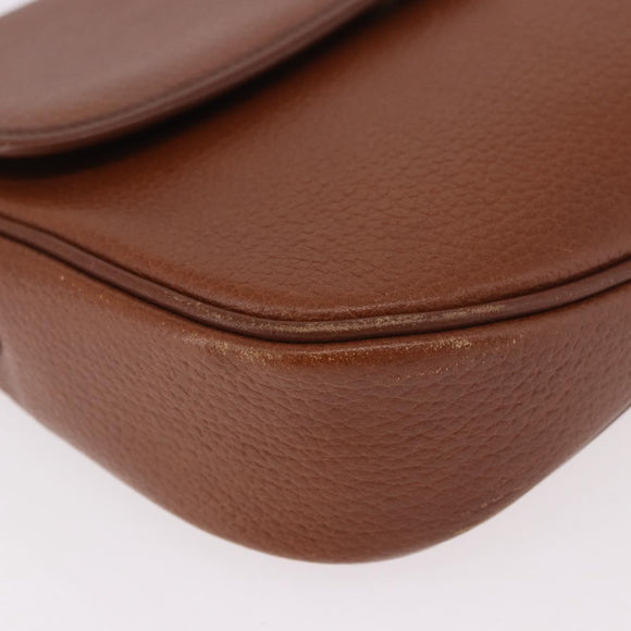 Burberrys Shoulder Bag Leather Brown Gold Auth ep14756
