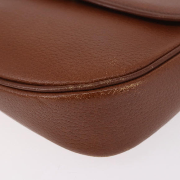 Burberrys Shoulder Bag Leather Brown Gold Auth ep14756