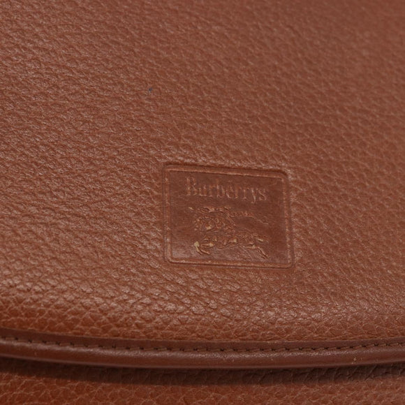 Burberrys Shoulder Bag Leather Brown Gold Auth ep14756