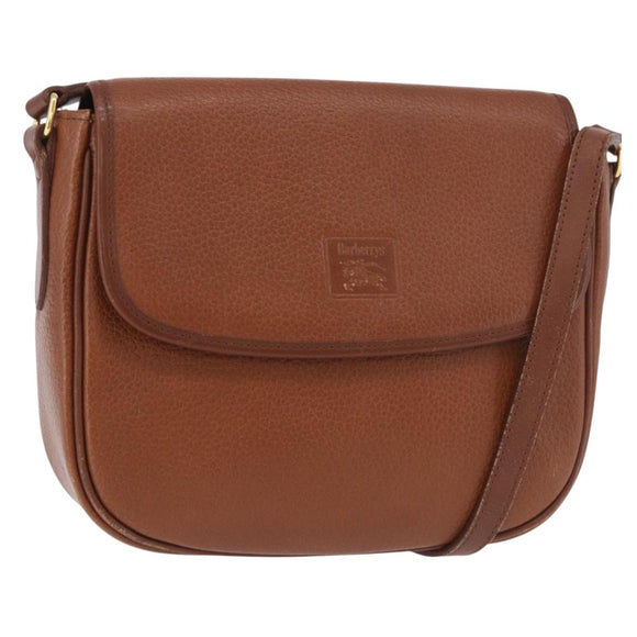 Burberrys Shoulder Bag Leather Brown Gold Auth ep14756