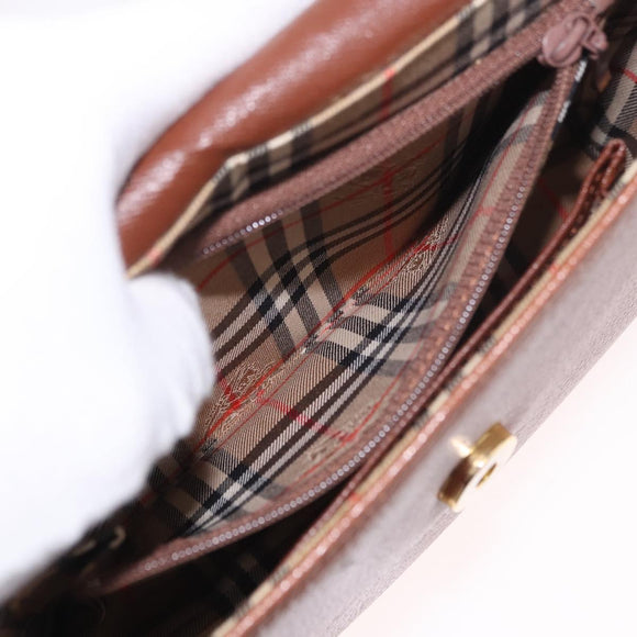 Burberrys Shoulder Bag Leather Brown Gold Auth ep14756