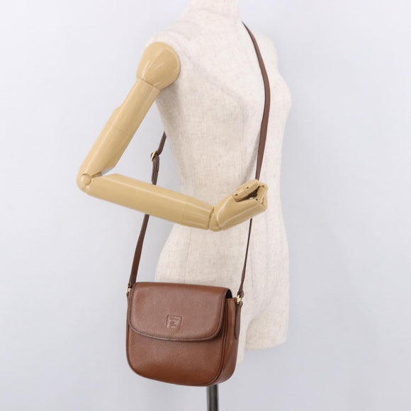 Burberrys Shoulder Bag Leather Brown Gold Auth ep14756