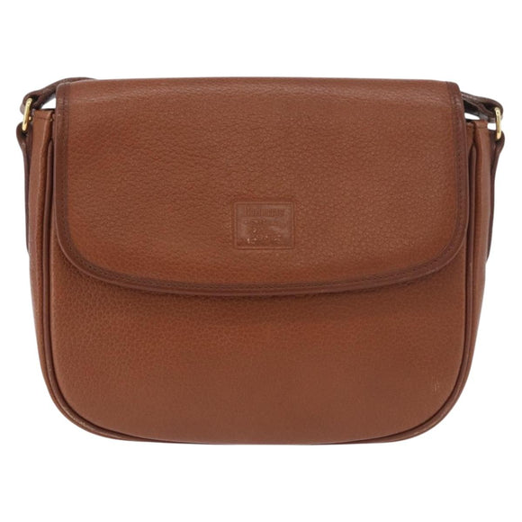 Burberrys Shoulder Bag Leather Brown Gold Auth ep14756