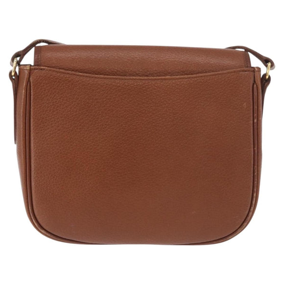 Burberrys Shoulder Bag Leather Brown Gold Auth ep14756