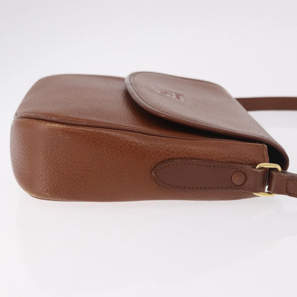 Burberrys Shoulder Bag Leather Brown Gold Auth ep14756