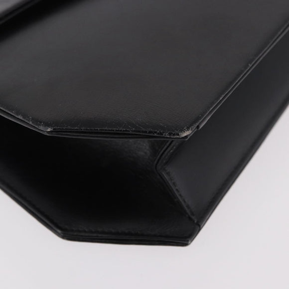 Christian Dior Chain Shoulder Bag Leather Black Gold Auth ep14757A