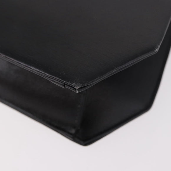 Christian Dior Chain Shoulder Bag Leather Black Gold Auth ep14757A