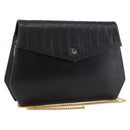 Christian Dior Chain Shoulder Bag Leather Black Gold Auth ep14757A-1