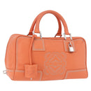 LOEWE Anagram Americana 28 Hand Bag Leather Orange Silver Auth ep14765-1