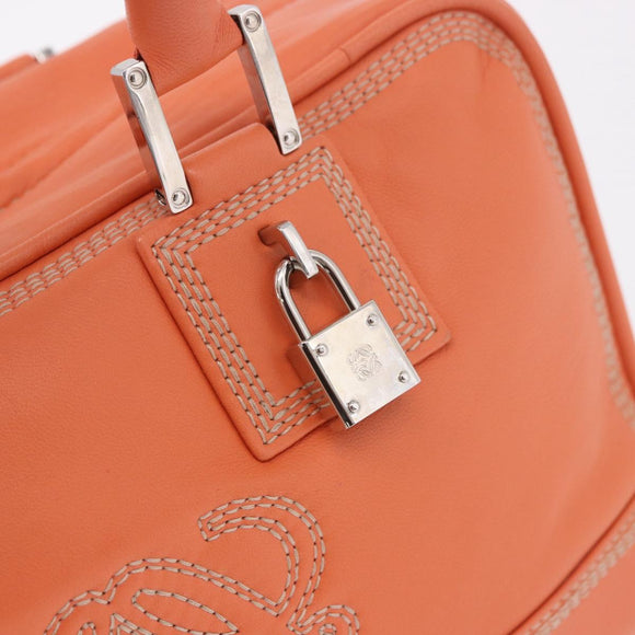 LOEWE Anagram Americana 28 Hand Bag Leather Orange Silver Auth ep14765