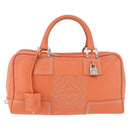 LOEWE Anagram Americana 28 Hand Bag Leather Orange Silver Auth ep14765-13