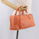 LOEWE Anagram Americana 28 Hand Bag Leather Orange Silver Auth ep14765-25