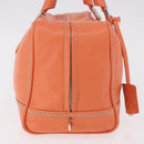 LOEWE Anagram Americana 28 Hand Bag Leather Orange Silver Auth ep14765-5