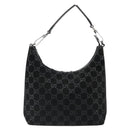 GUCCI GG Canvas Shoulder Bag Black Silver 000 0602 Auth ep14767-13