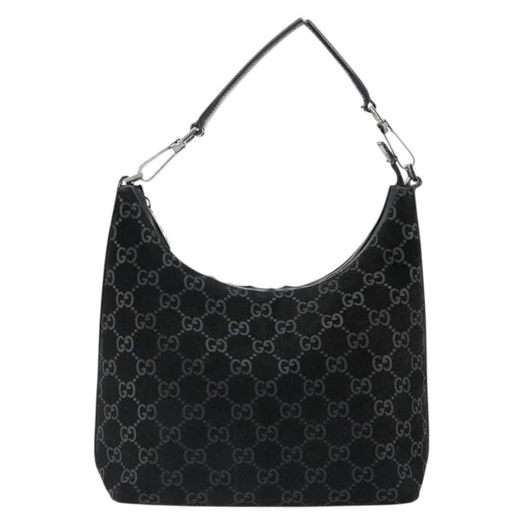 GUCCI GG Canvas Shoulder Bag Black Silver 000 0602 Auth ep14767