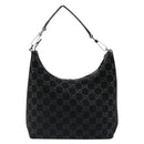 GUCCI GG Canvas Shoulder Bag Black Silver 000 0602 Auth ep14767-2