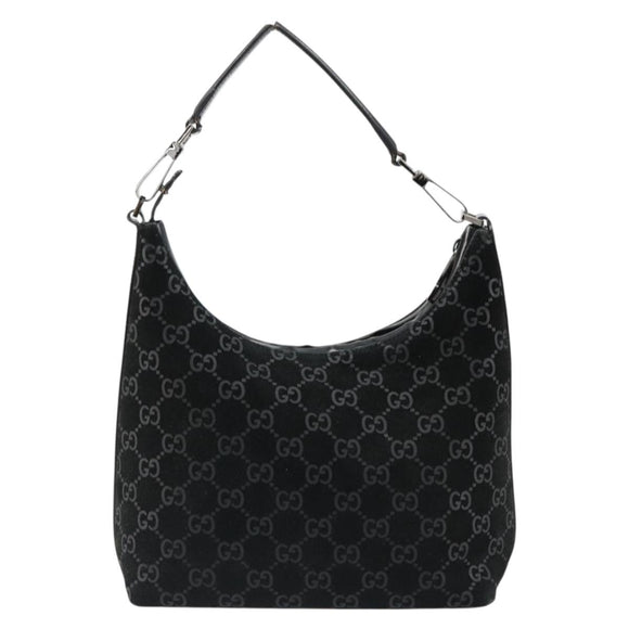 GUCCI GG Canvas Shoulder Bag Black Silver 000 0602 Auth ep14767