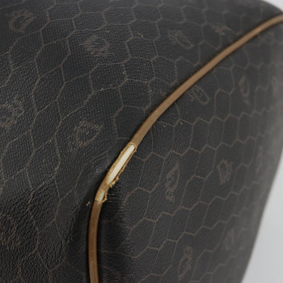 Christian Dior Honeycomb Canvas Boston Bag PVC Black Gold Auth ep14768