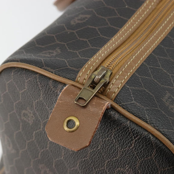 Christian Dior Honeycomb Canvas Boston Bag PVC Black Gold Auth ep14768