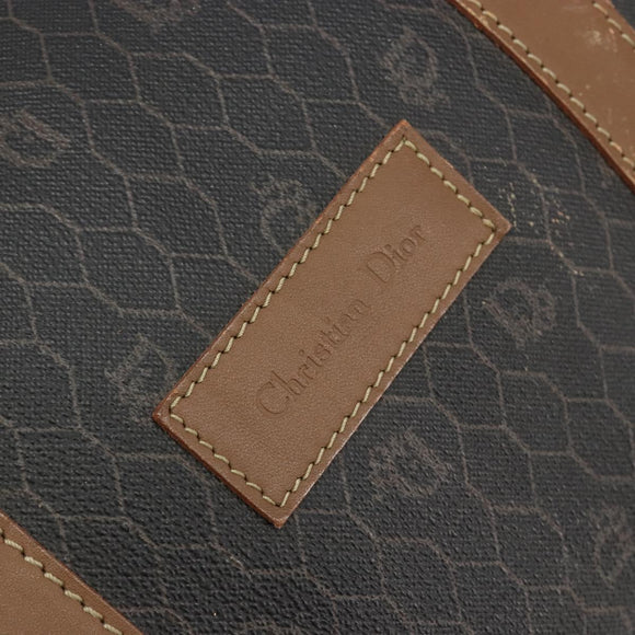 Christian Dior Honeycomb Canvas Boston Bag PVC Black Gold Auth ep14768