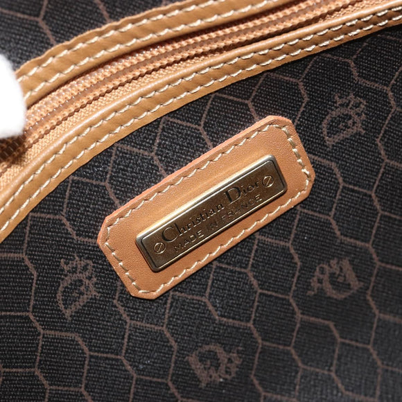 Christian Dior Honeycomb Canvas Boston Bag PVC Black Gold Auth ep14768