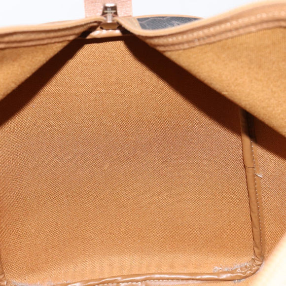 Christian Dior Honeycomb Canvas Boston Bag PVC Black Gold Auth ep14768