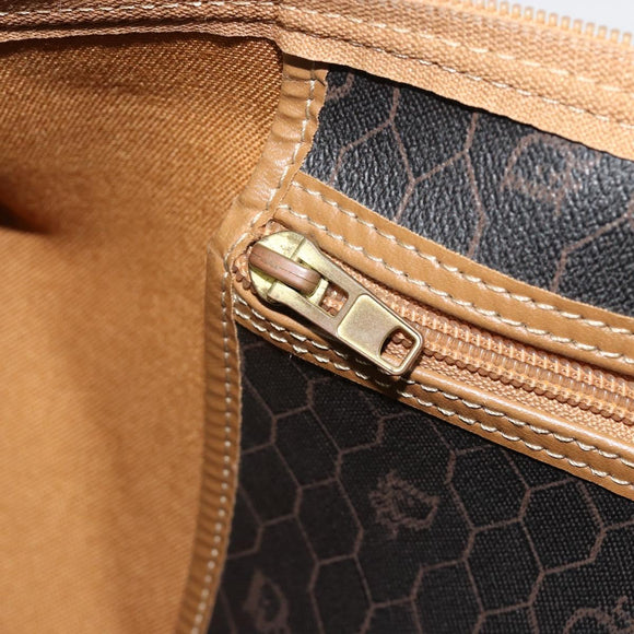 Christian Dior Honeycomb Canvas Boston Bag PVC Black Gold Auth ep14768