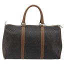 Christian Dior Honeycomb Canvas Boston Bag PVC Black Gold Auth ep14768-2