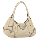 PRADA Hand Bag Leather Ivory Silver Auth ep14770A-1