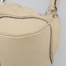 PRADA Hand Bag Leather Ivory Silver Auth ep14770A-10