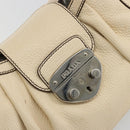 PRADA Hand Bag Leather Ivory Silver Auth ep14770A-15