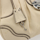 PRADA Hand Bag Leather Ivory Silver Auth ep14770A-16
